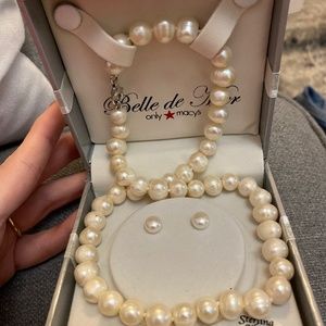 Belle de mer pearl necklace and earrings